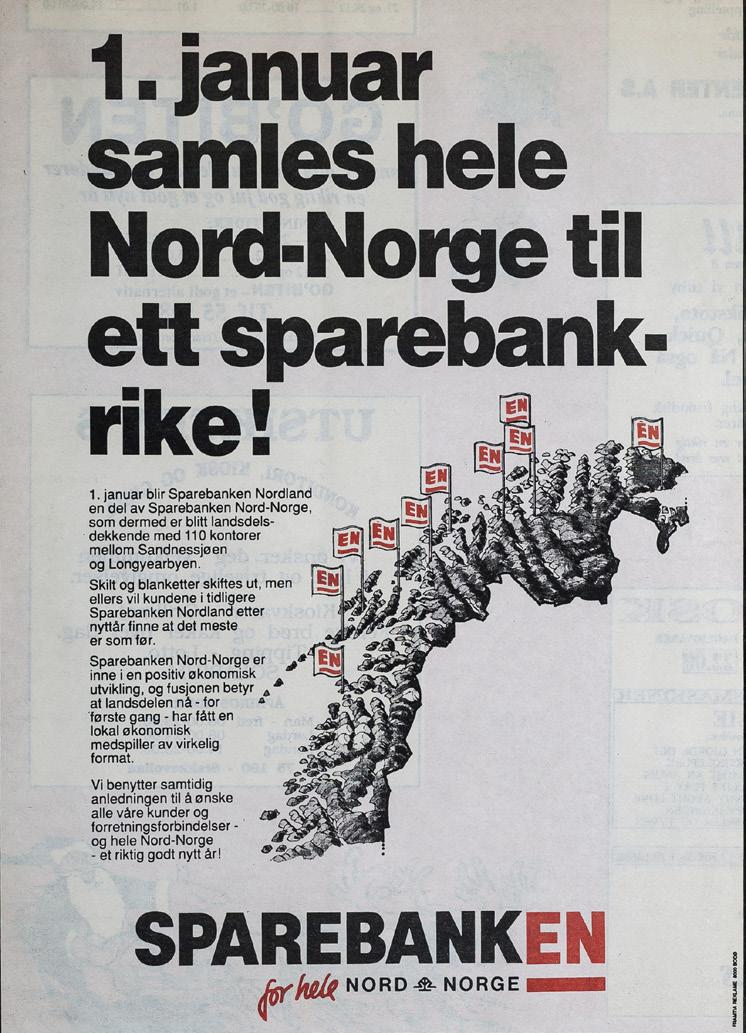 Reklame for Sparebanken Nord-Norge, hausten 1989.
